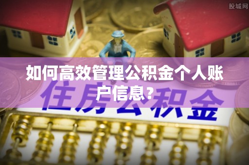 沈阳如何高效管理公积金个人账户信息？